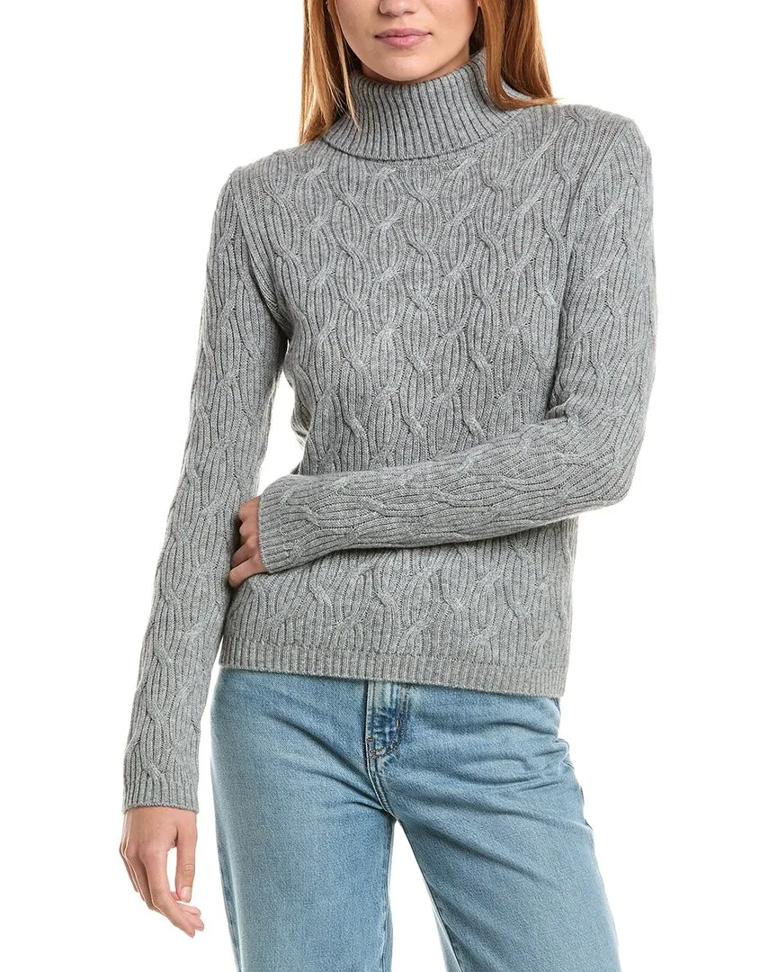 Rib Cable Turtleneck Wool & Cashmere-Blend Sweater