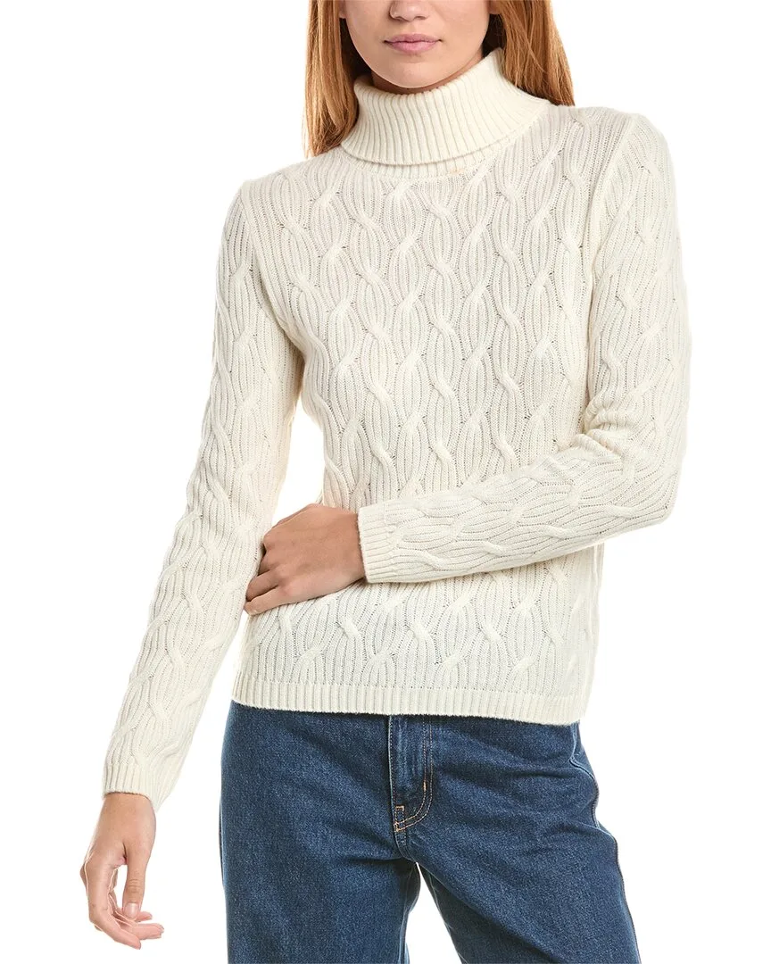 Rib Cable Turtleneck Wool & Cashmere-Blend Sweater