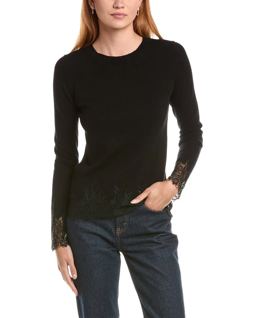Lace Inset Hem Wool & Cashmere-Blend Sweater