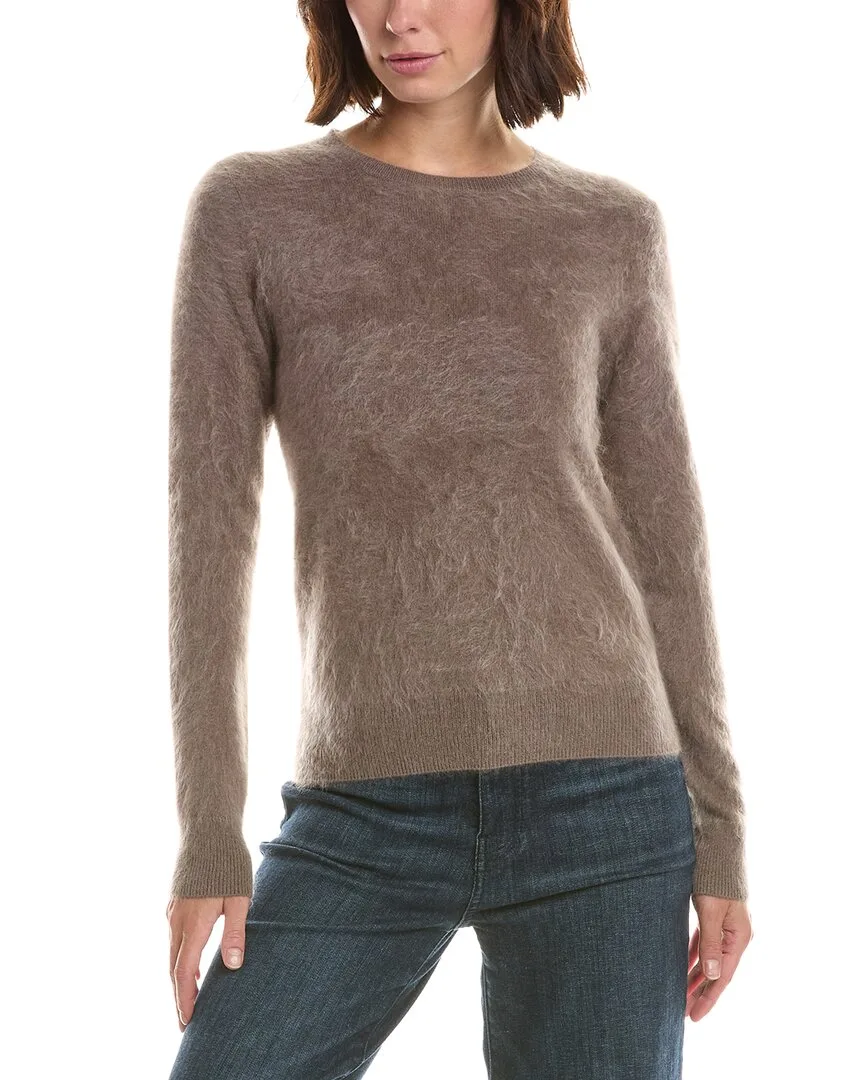 Brushed Jersey Crewneck 100% Cashmere Sweater by Sofiacashmere