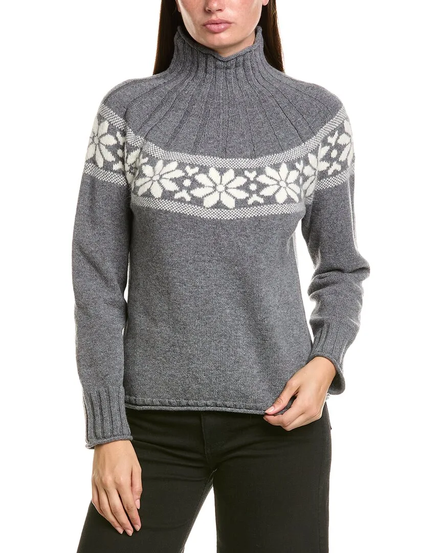 Merino Wool & Angora-Blend Flower Fair Isle Sweater