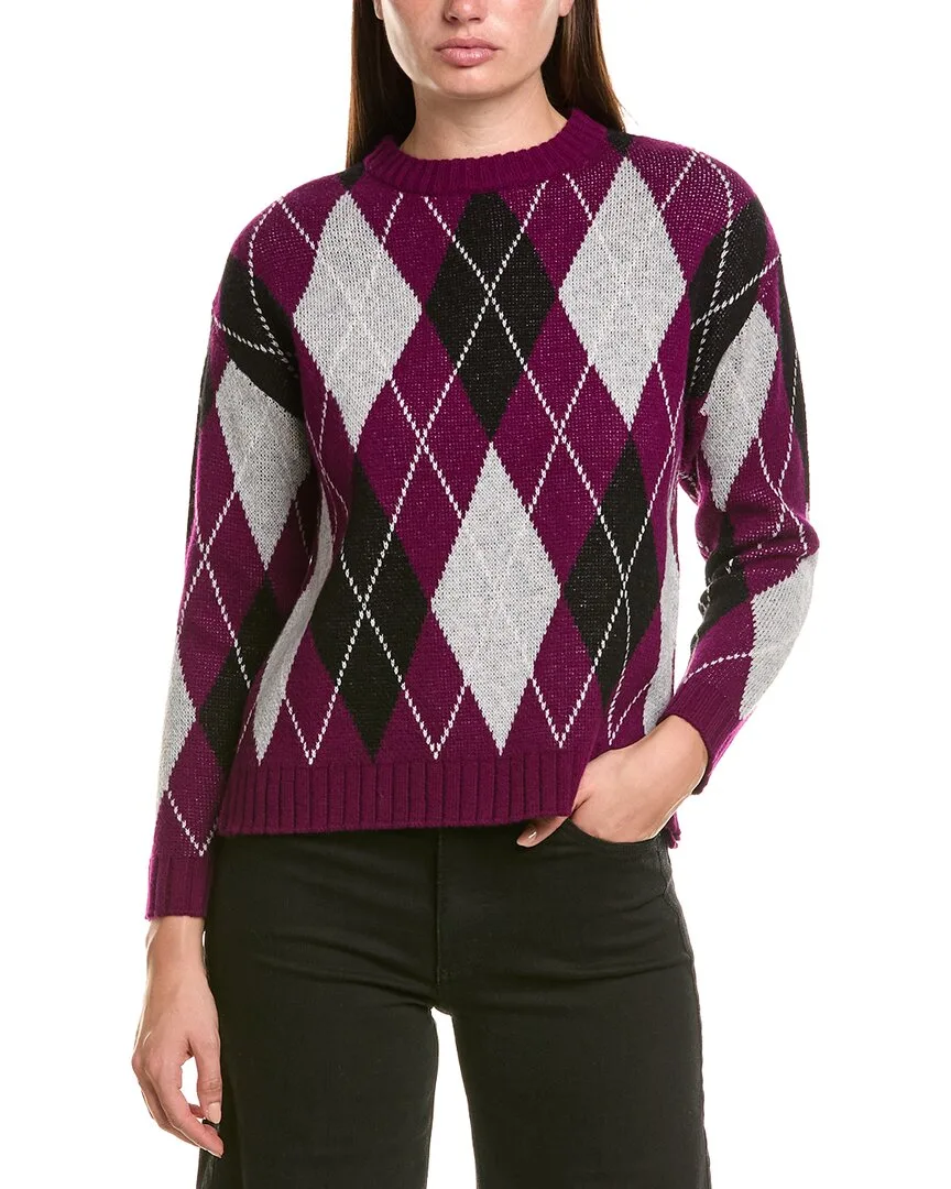 Merino Wool Argyle Crewneck Sweater