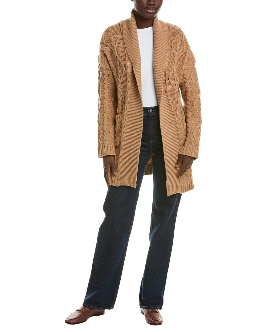 Shawl Collar Cable Wool-Blend Cardigan