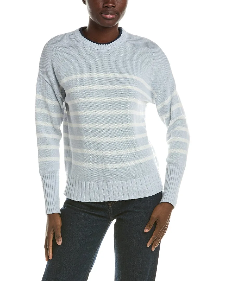 Stripe Crewneck Linen-Blend Pullover