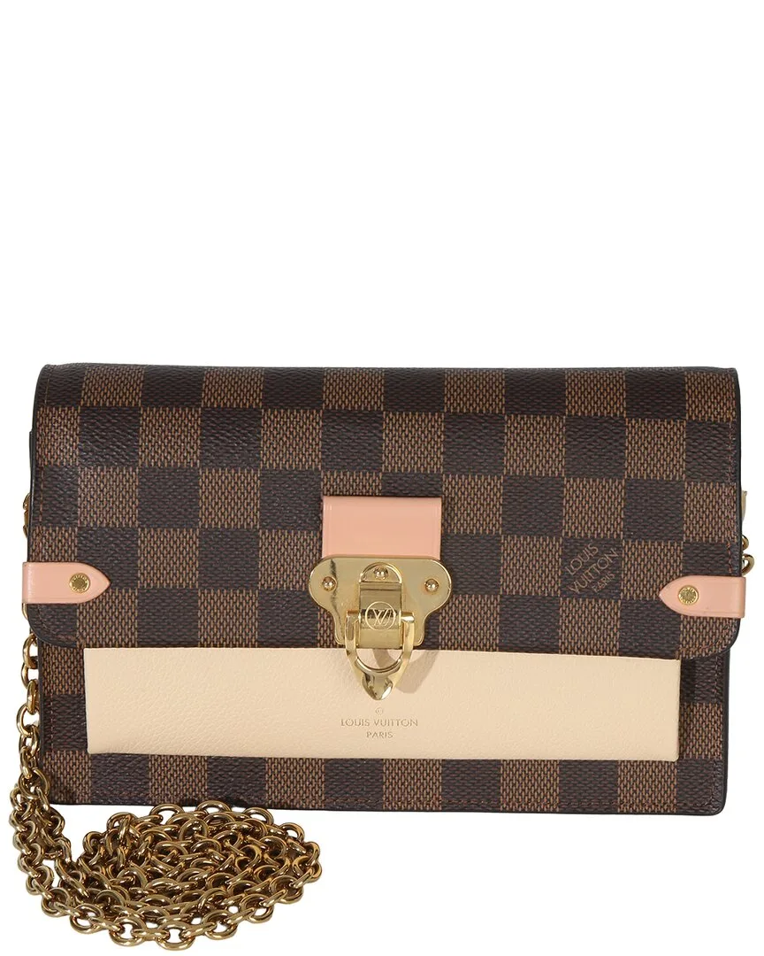 Creme Damier Ebene Canvas Vavin Chain Wallet (authentic Pre-Loved) by Louis Vuitton