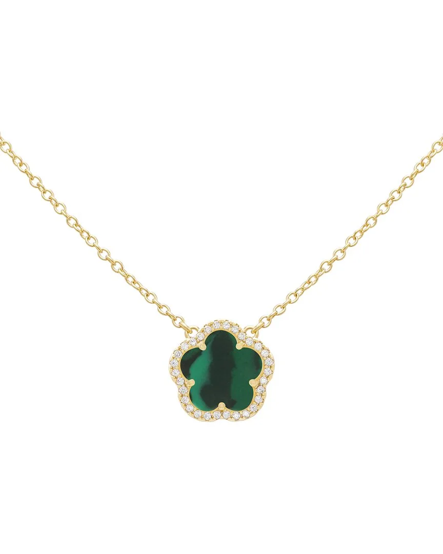 14K Plated Cz Flower Pendant Necklace by Jankuo