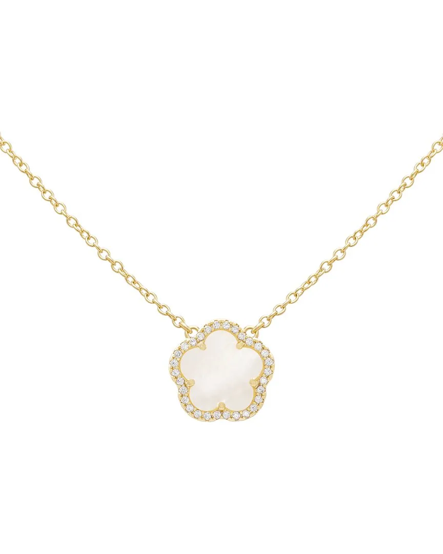 14K Plated Cz Flower Pendant Necklace by Jankuo