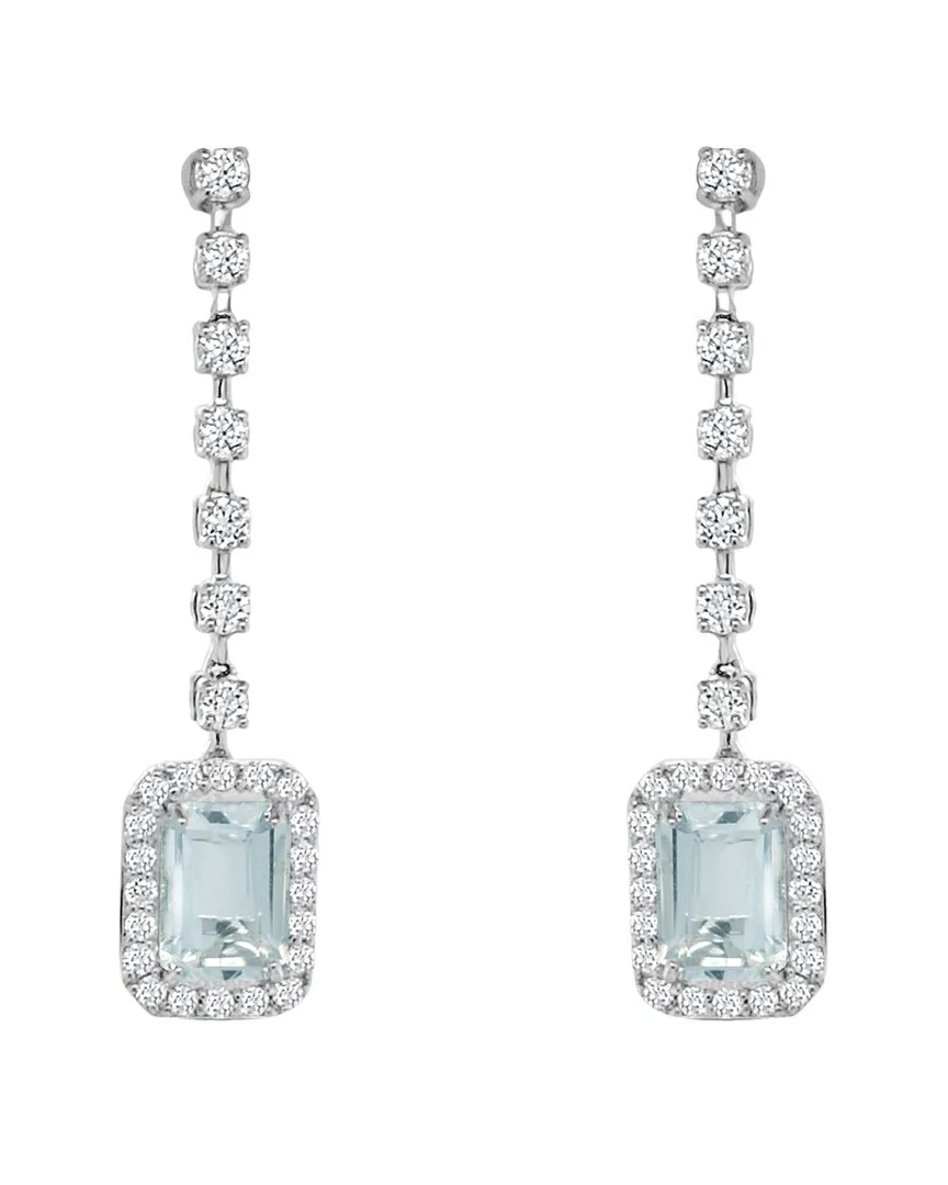 14K 1.35 ct. tw. Diamond & Aquamarine Drop Earrings by Sabrina Designs