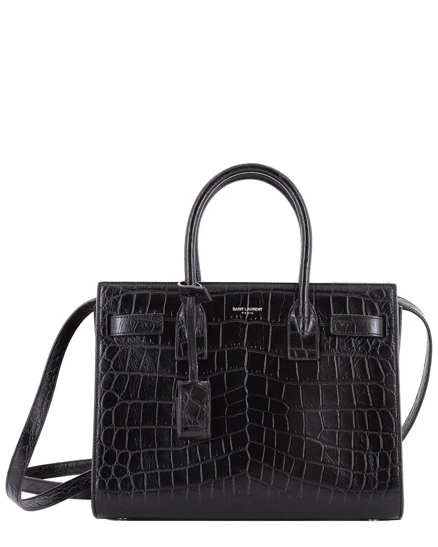 Croc-Embossed Leather Sac De Jour Nm Bag Baby (authentic Pre-Loved) by Saint Laurent