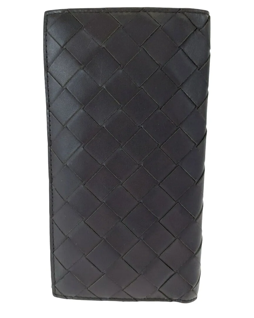 Maxi Intrecciato Leather Long Wallet (authentic Pre-Loved) by Bottega Veneta
