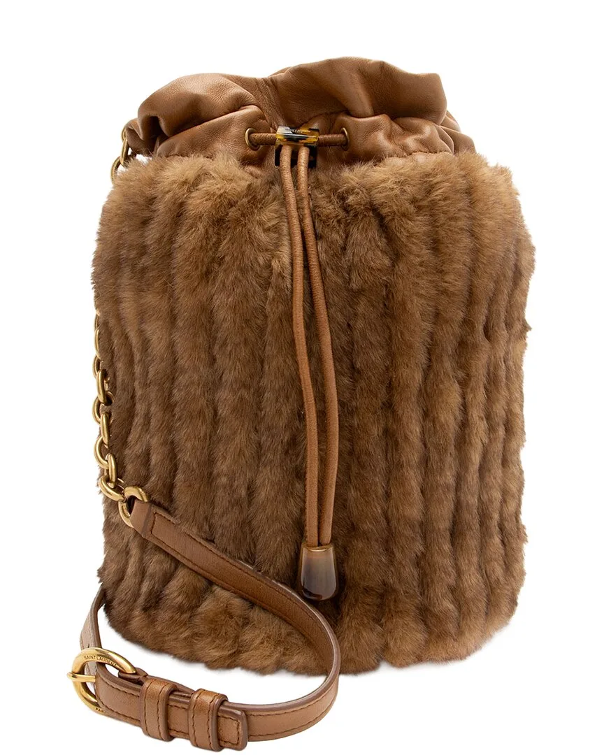 Calfskin & Faux Fur Bucket Bag (authentic Pre-Loved) by Saint Laurent