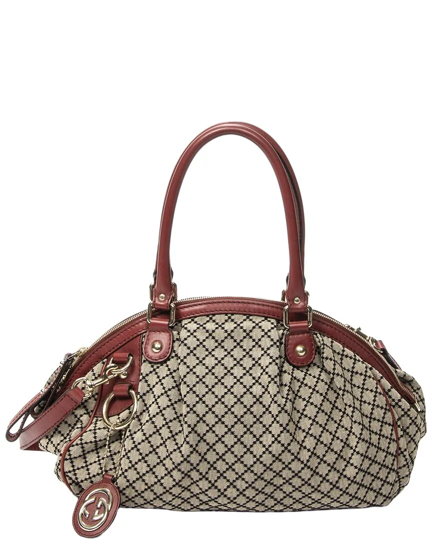 Diamante Canvas Medium Sukey Boston (authentic Pre-Loved) by Gucci