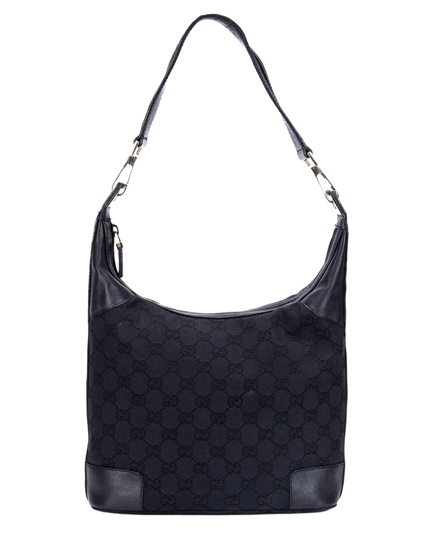 Black Gg Canvas Shoulder Zip Hobo (authentic Pre-Loved) by Gucci