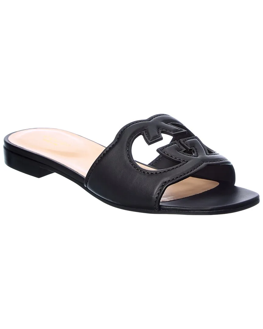 Interlocking G Cutout Leather Sandal by Gucci