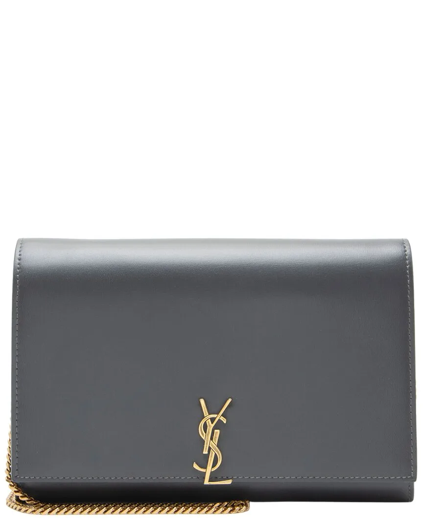 Grey Calfskin Cassandre Chain Wallet (authentic Pre-Loved) by Saint Laurent