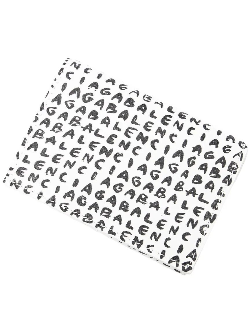 White Allover Logo Print Leather Mini Cash Trifold Wallet (authentic Pre-Loved) by Balenciaga