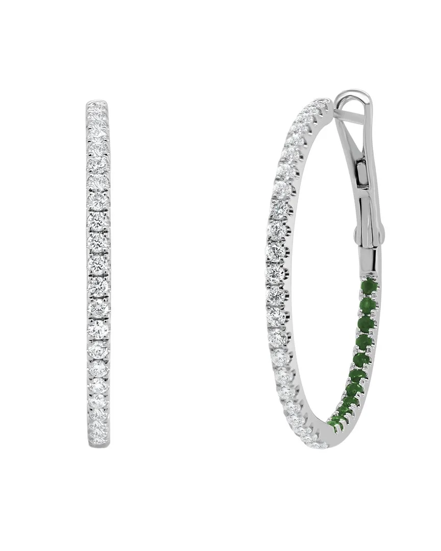14K 1.05 ct. tw. Diamond & Emerald Hoop Earrings by Sabrina Designs