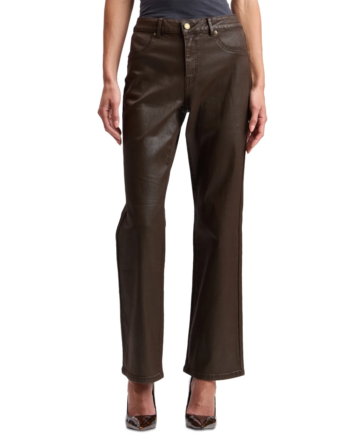 High-Rise Coated Bootcut Jeans