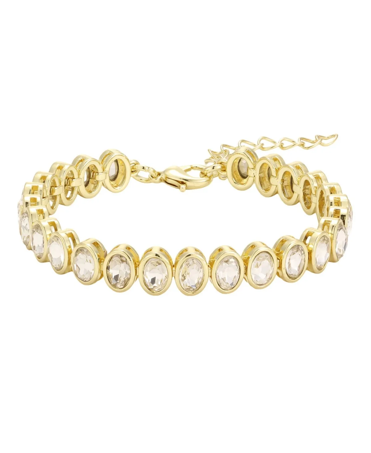 Gold-Plated Crystal Adjustable Oval Tennis Bracelet by Adornia