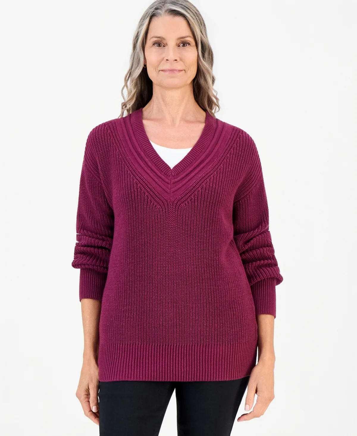 V-Neck Long-Sleeve Sweater