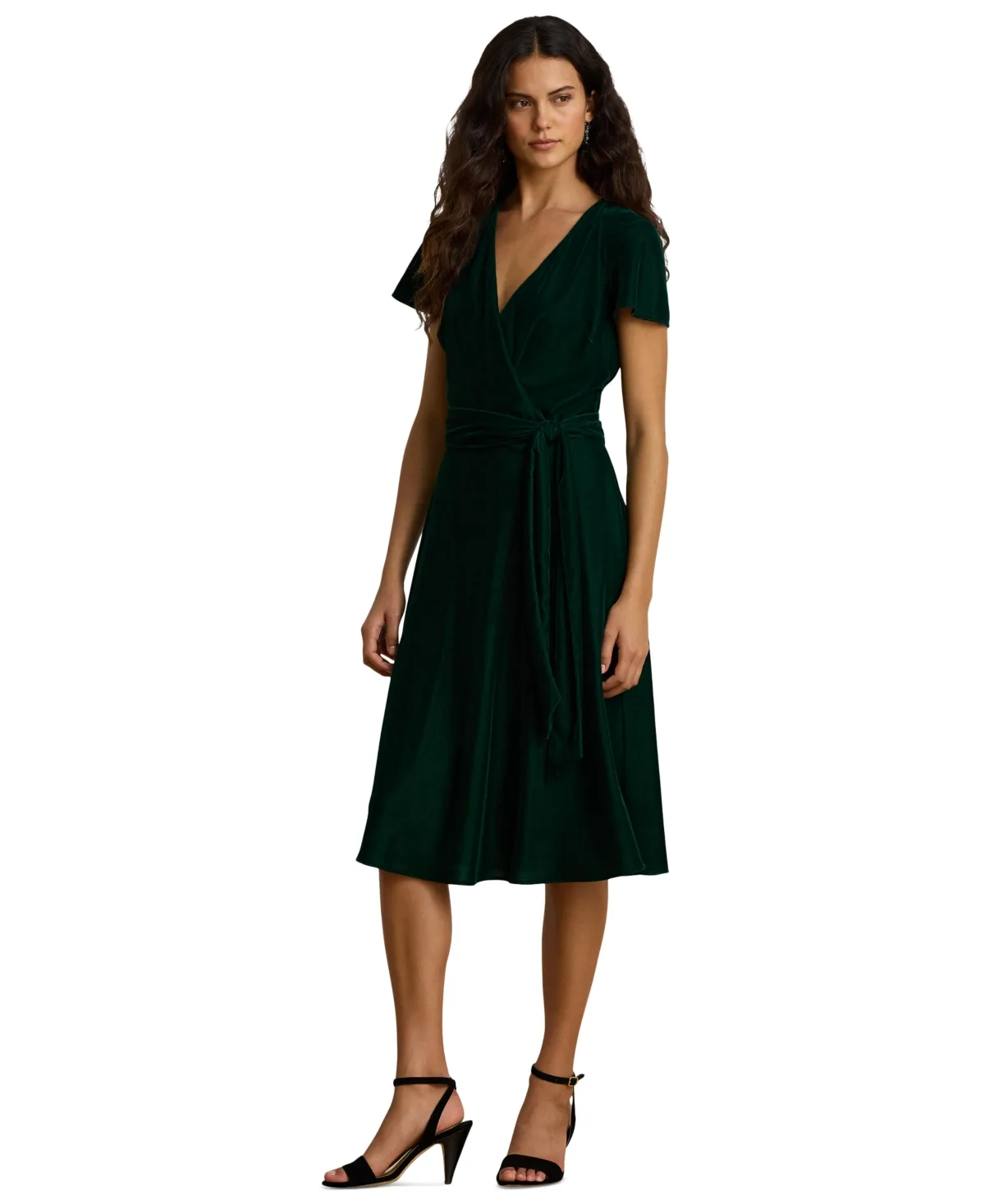 Lauren Ralph Lauren Velvet Surplice Midi Dress