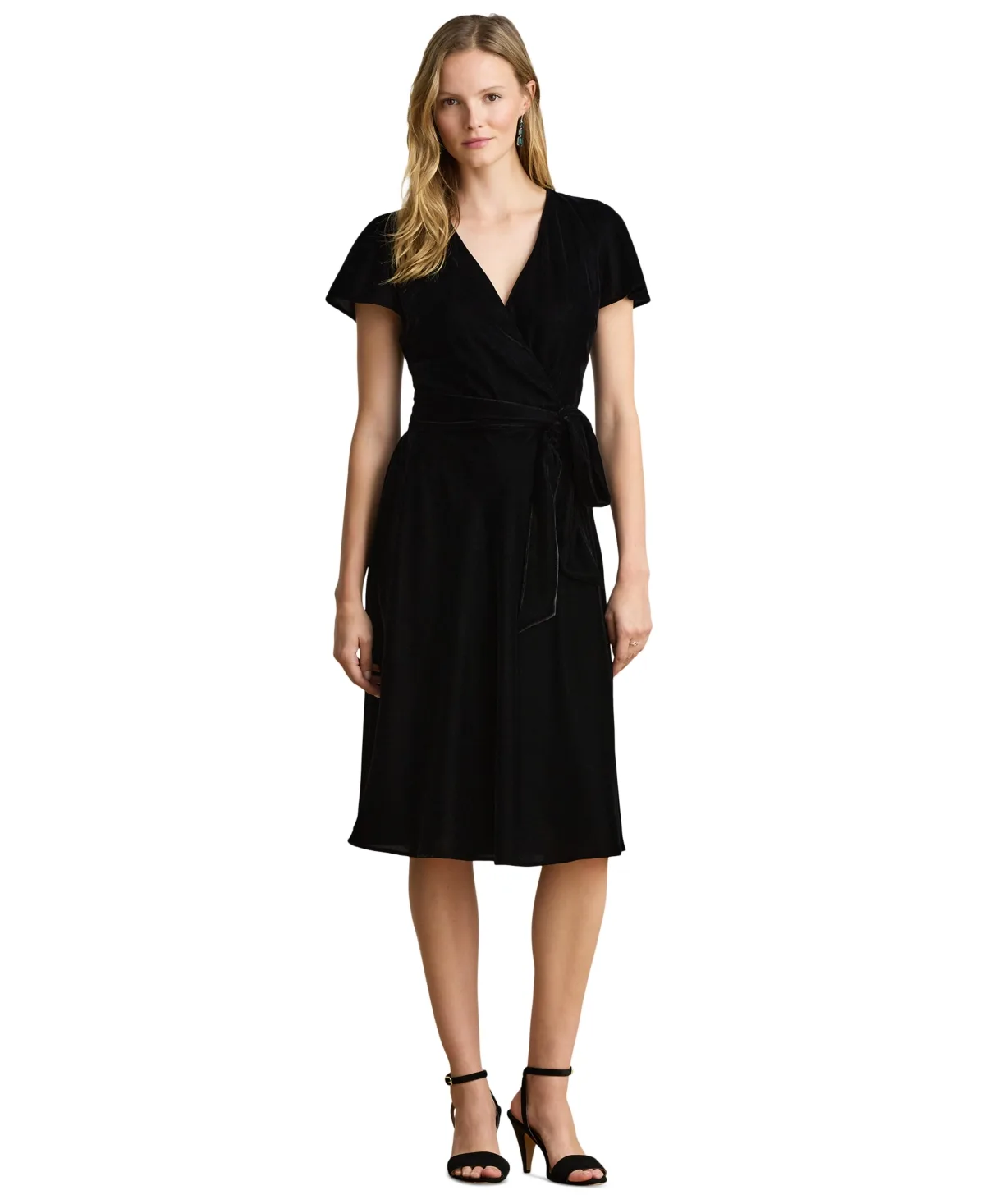 Lauren Ralph Lauren Velvet Surplice Midi Dress