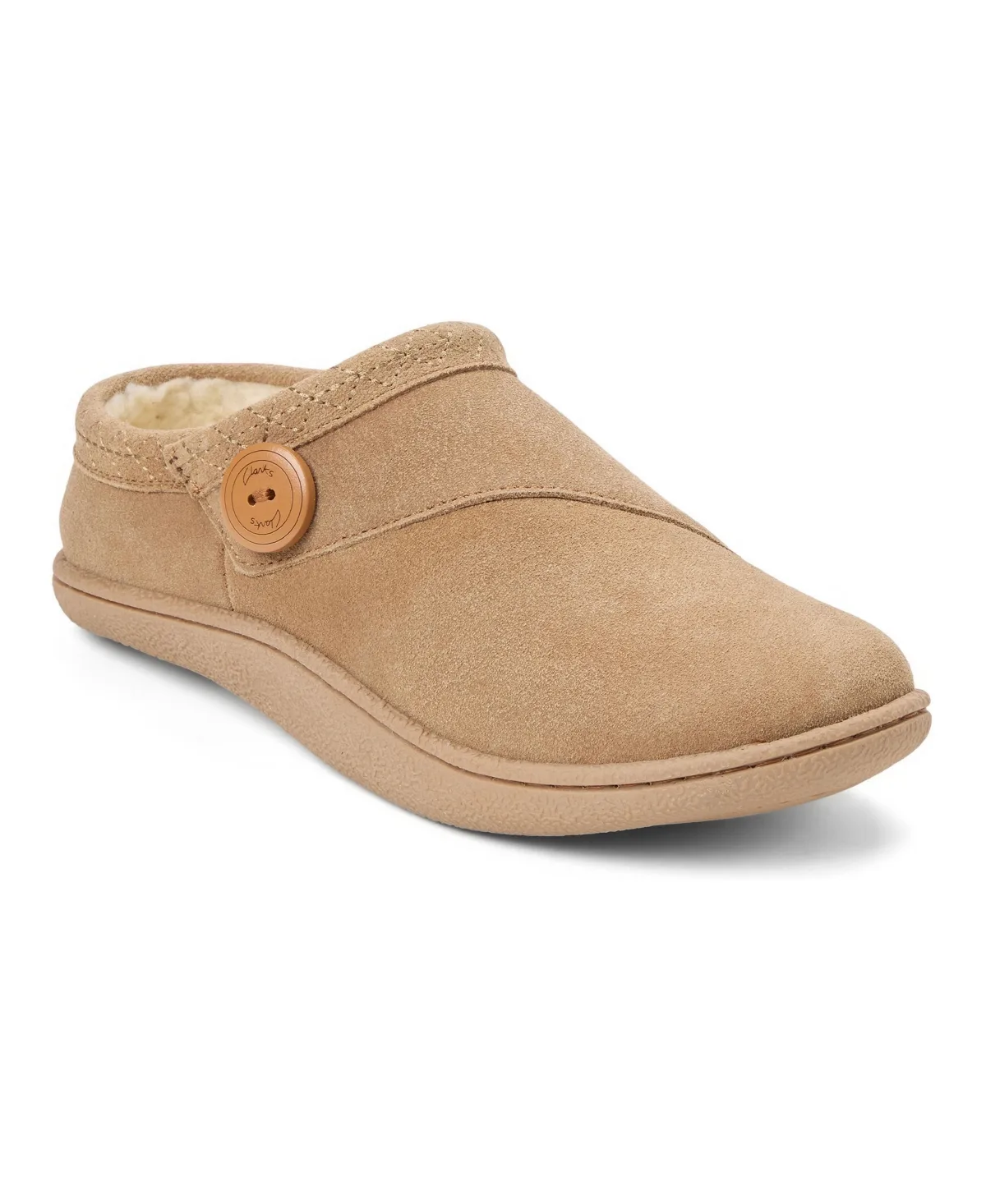 Embroidered Round-Toe Suede Clog Slippers by Clarks