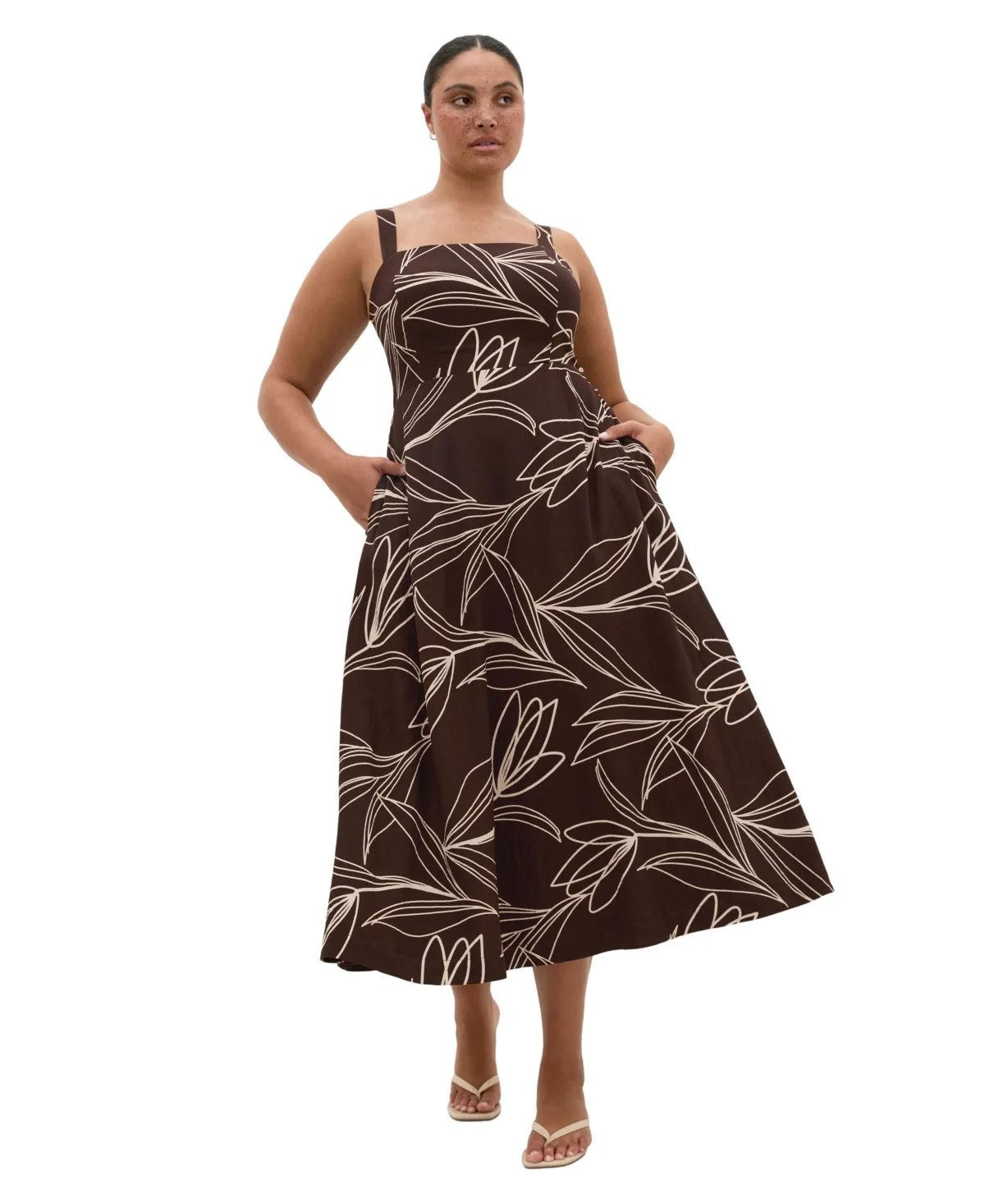 Athena Floral-Print Square-Neck Maxi Dress