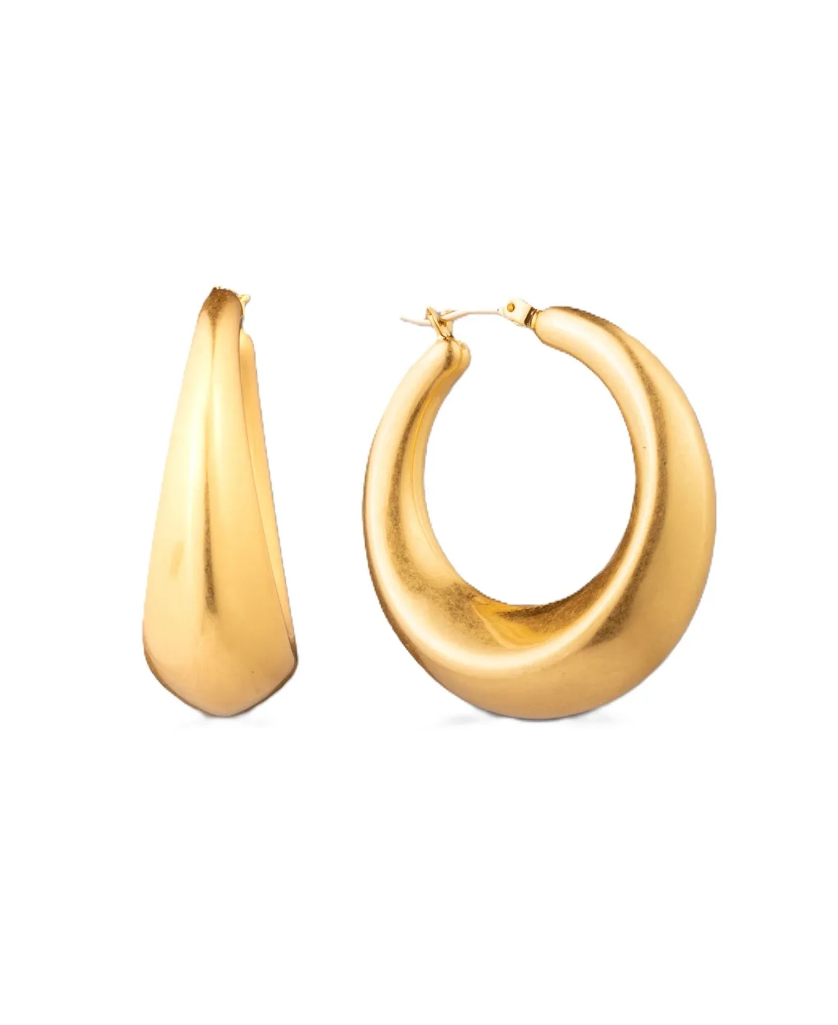 Gold-Plated Crescent Hoop Earrings by Donna Karan New York