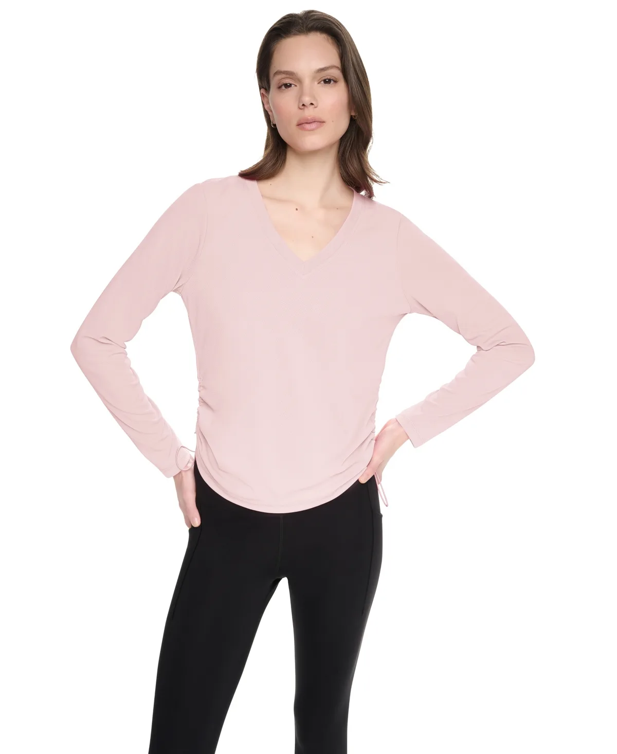 Long-Sleeve Ruched Tech Top by DKNY