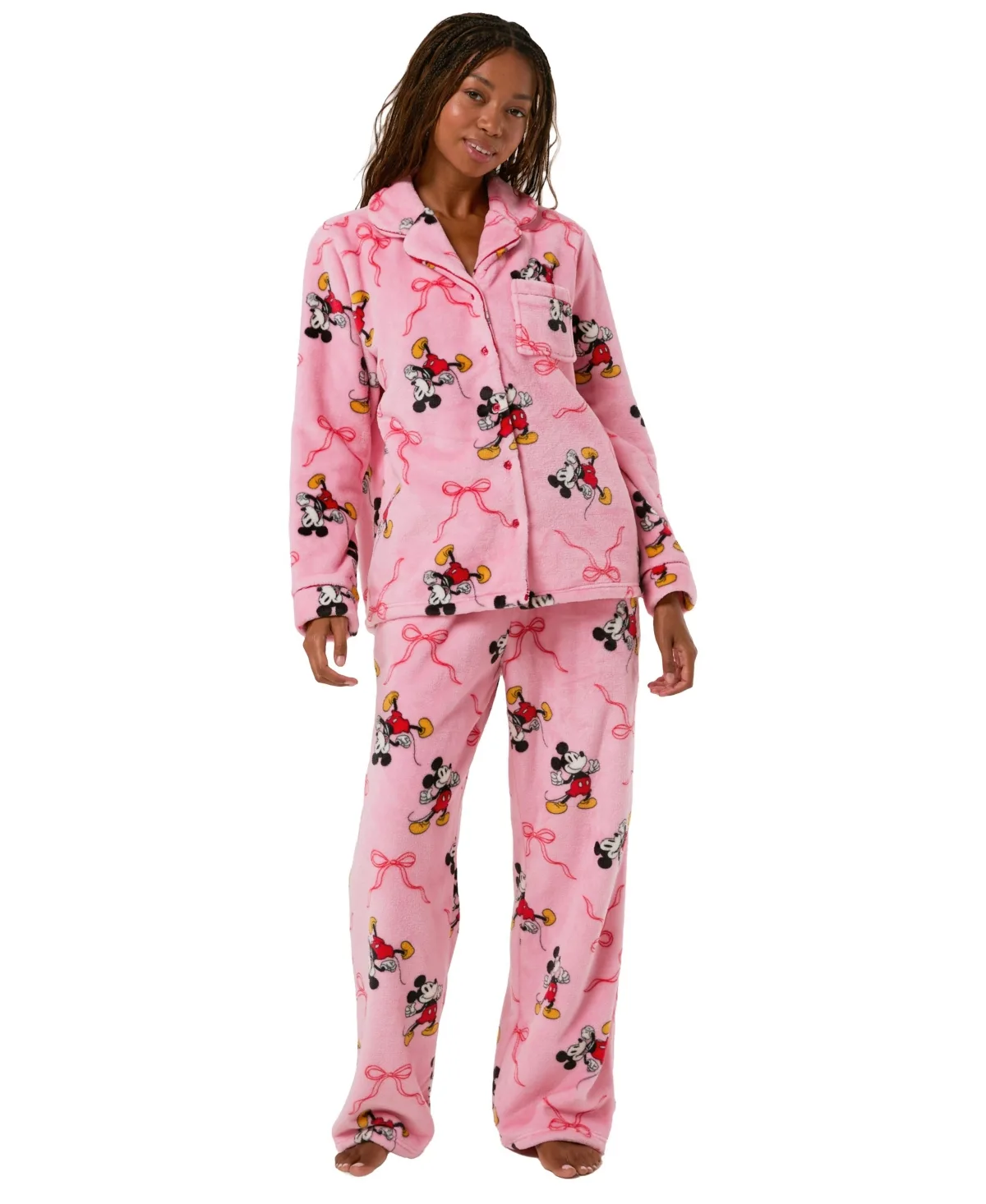 Disney Mickey Mouse Bow Fleece Pajama Set by Skinnydip London