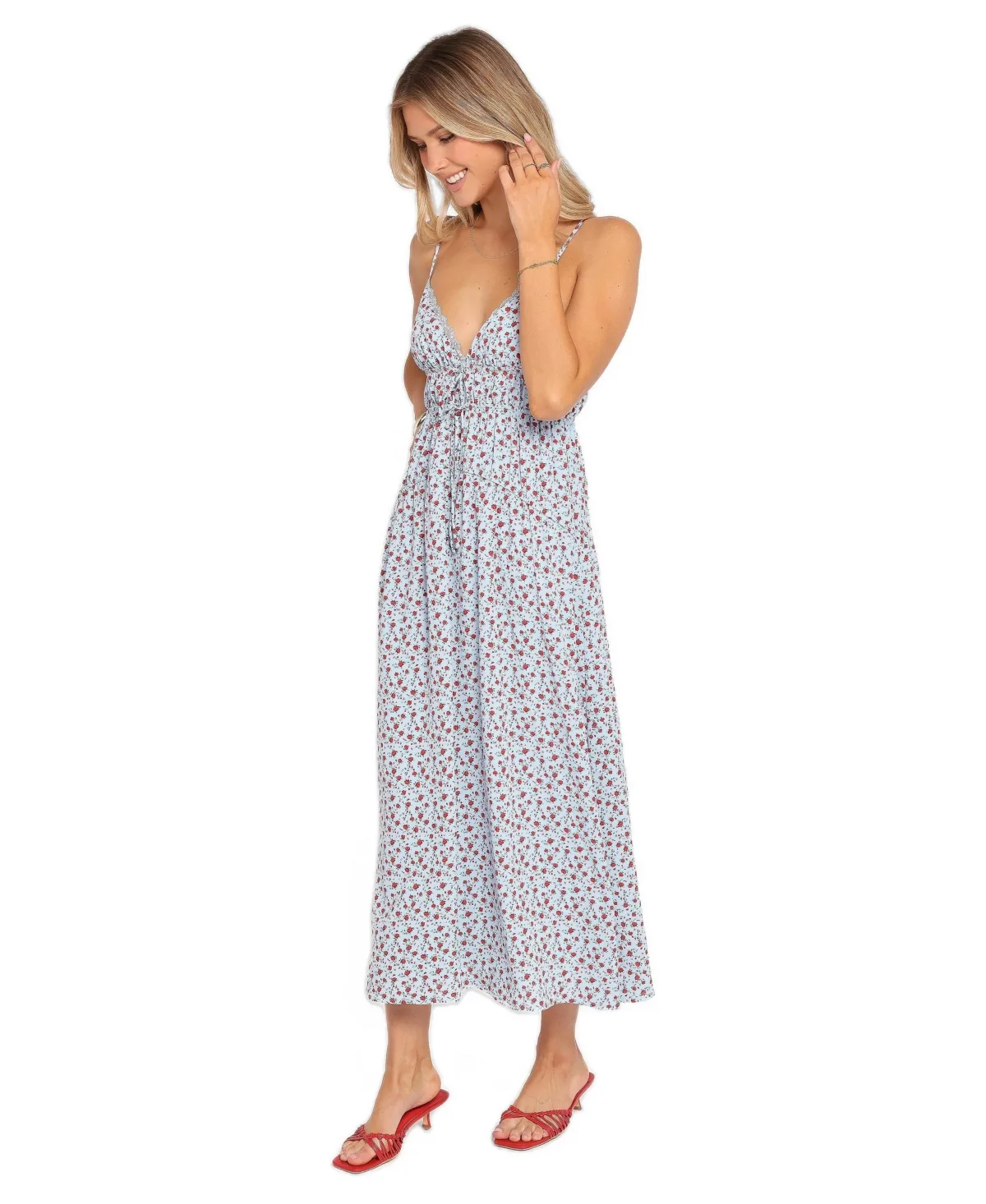 Freesia Midi V-Neck Sleeveless Dress by Petal and Pup