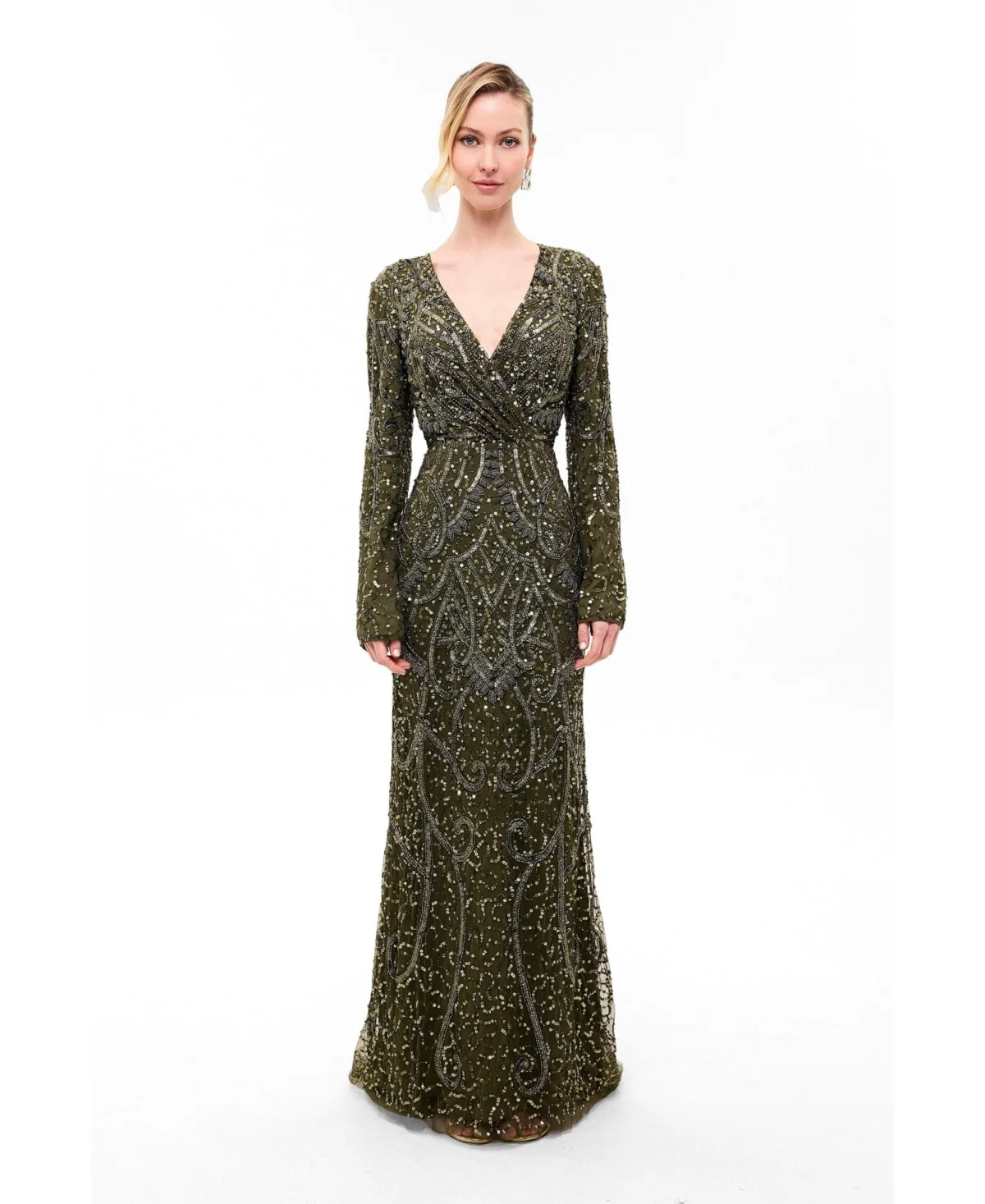 Embellished Sequin Abstract Gown by Beauut