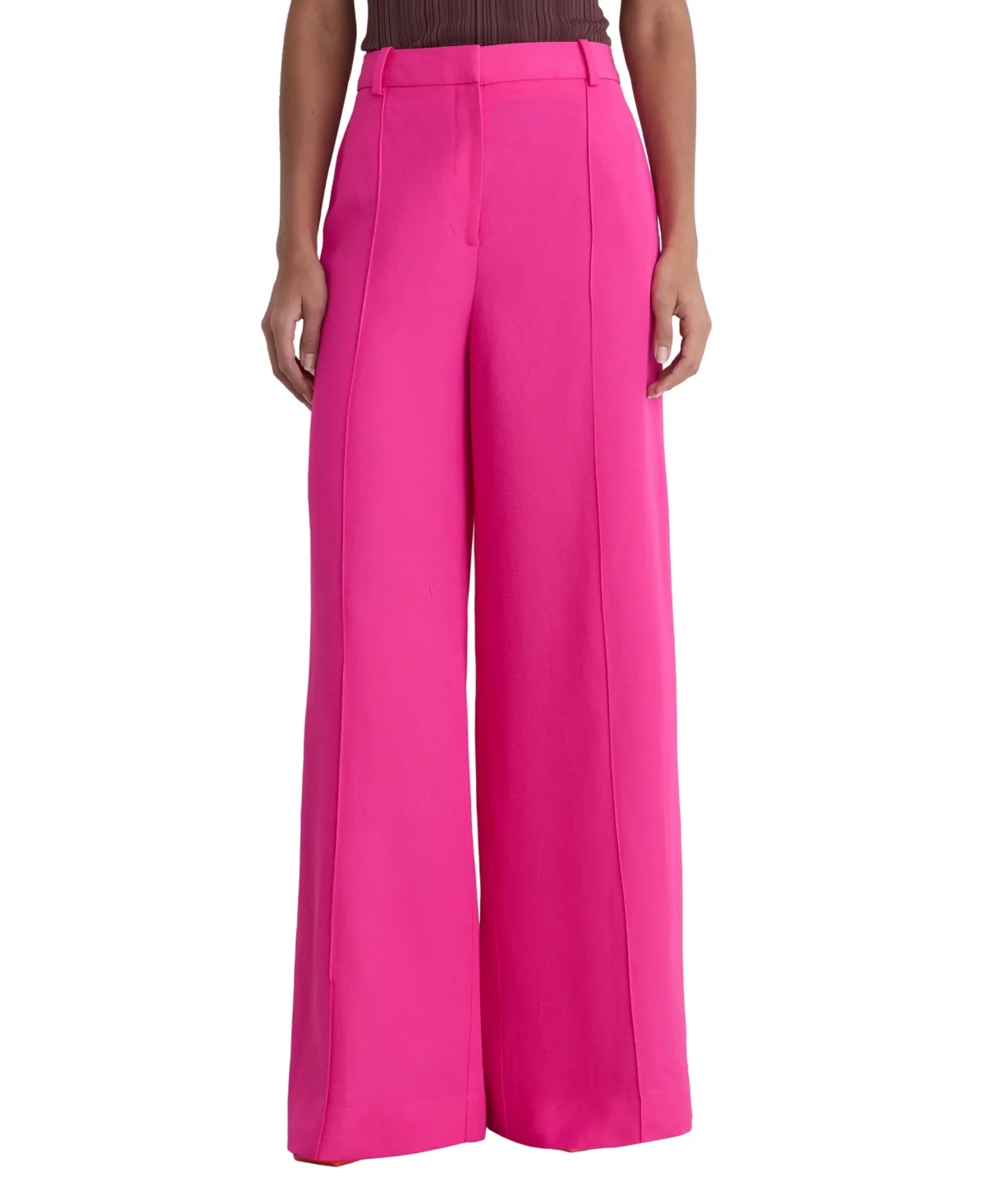 Wide-Leg Linen-Blend Pants