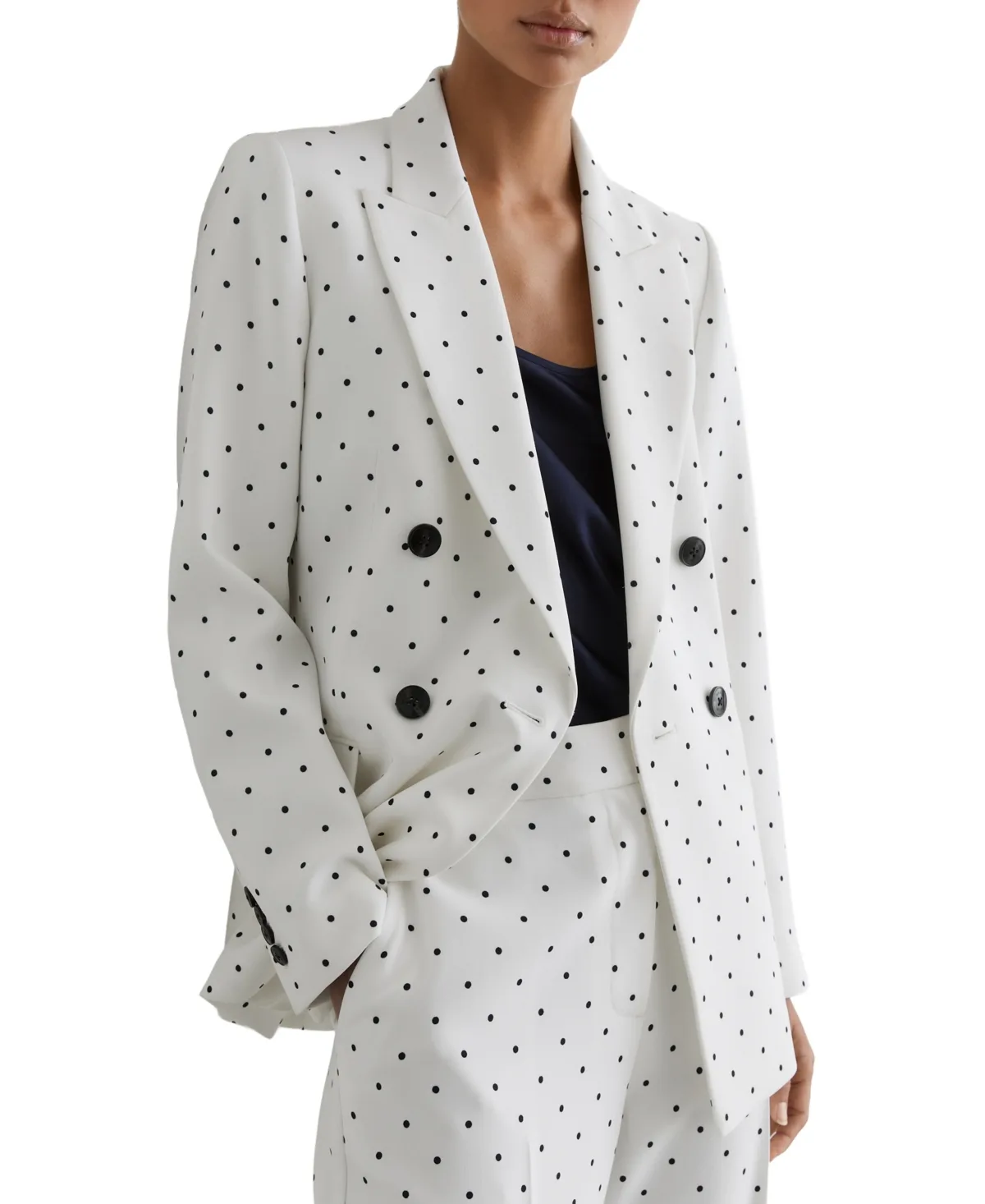 Beatrix Double-Breasted Padded-Shoulder Blazer