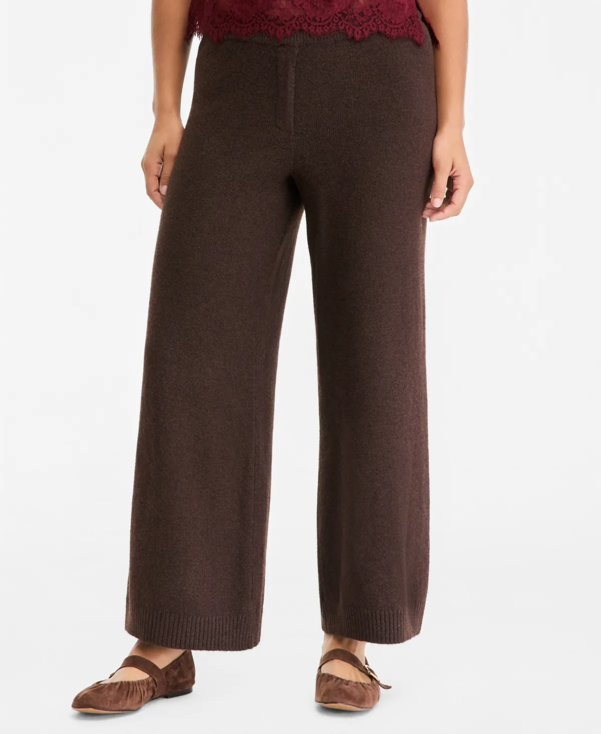 Easy Wide-Leg Pull-On Sweater Pants, Regular & Short