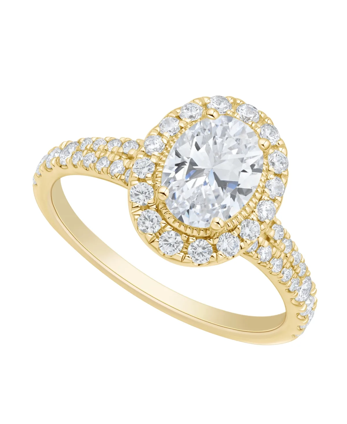 Igi Certified Lab-Grown Diamond Halo Ring (1-1/2 ct. t.w.) in 14k White Gold by Macy's