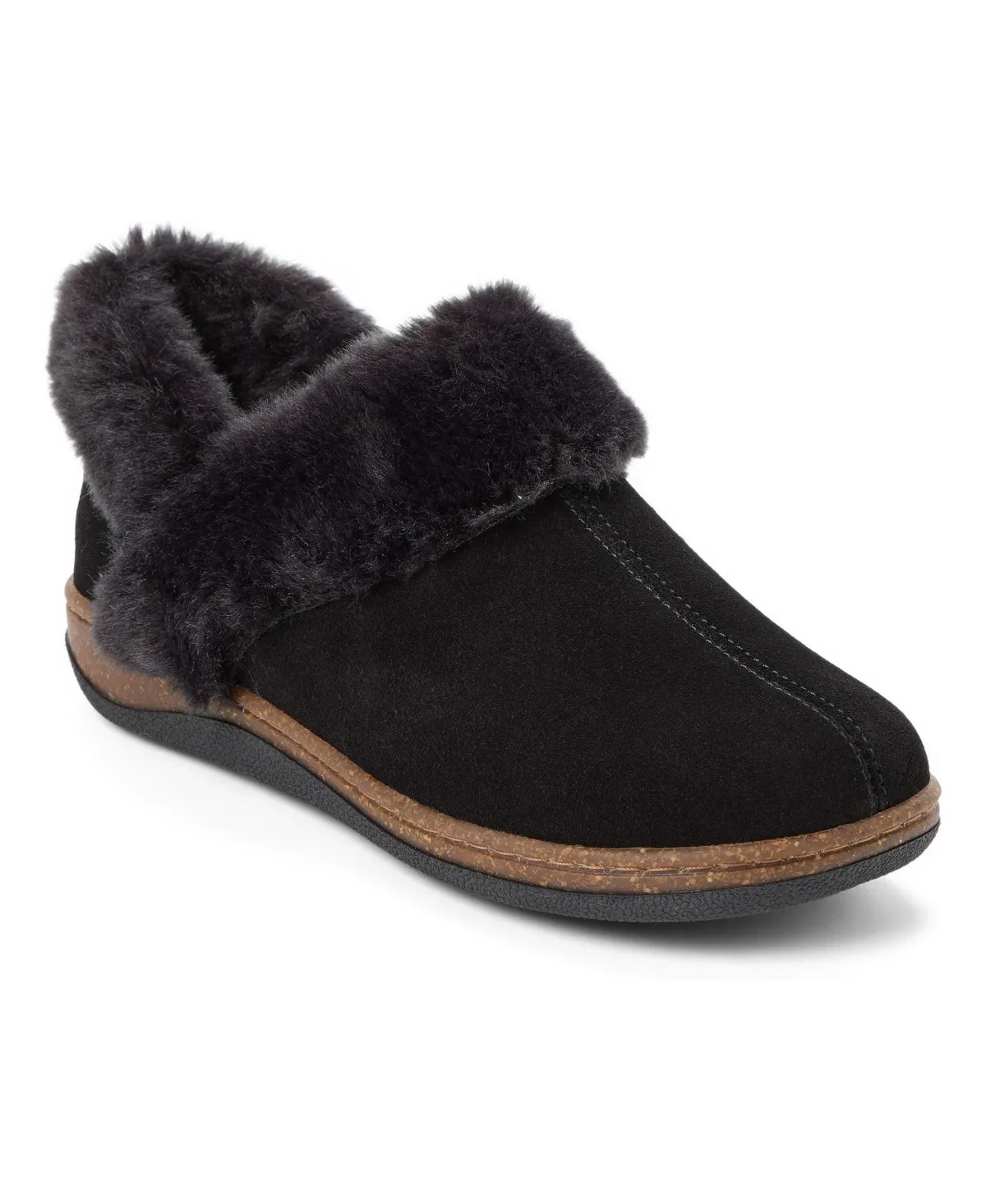 Suede Ankle Boot Faux Fur Trim Slippers by Clarks