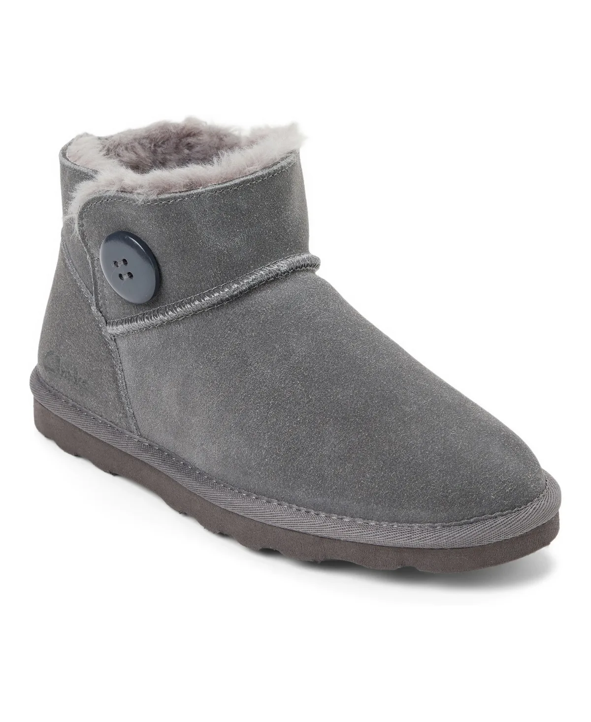 Suede Memory Foam Boot Slippers with Wood Button Detail by Clarks