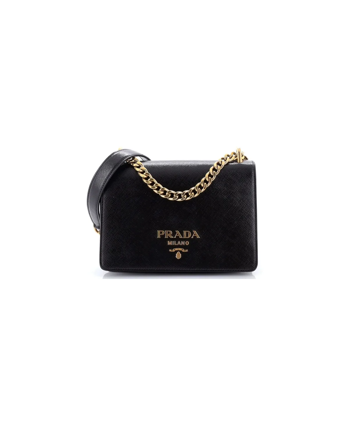 Pre-Owned Prada Small Chain Flap Bag Vernice Saffiano Leather by Prada