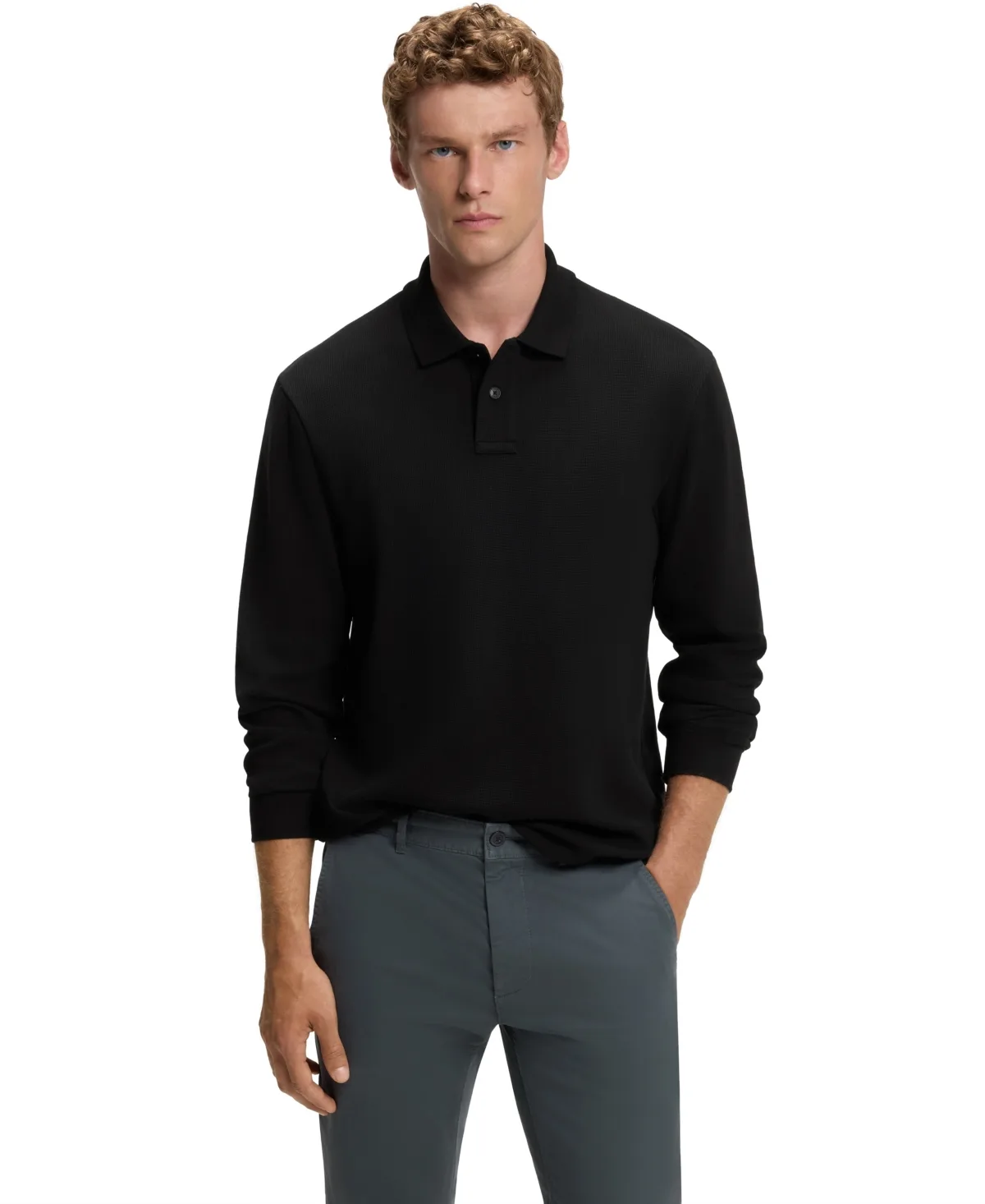 Boss by Hugo Boss Stretch Waffle-Knit Regular-Fit Cotton-Blend Polo Shirt by Hugo Boss
