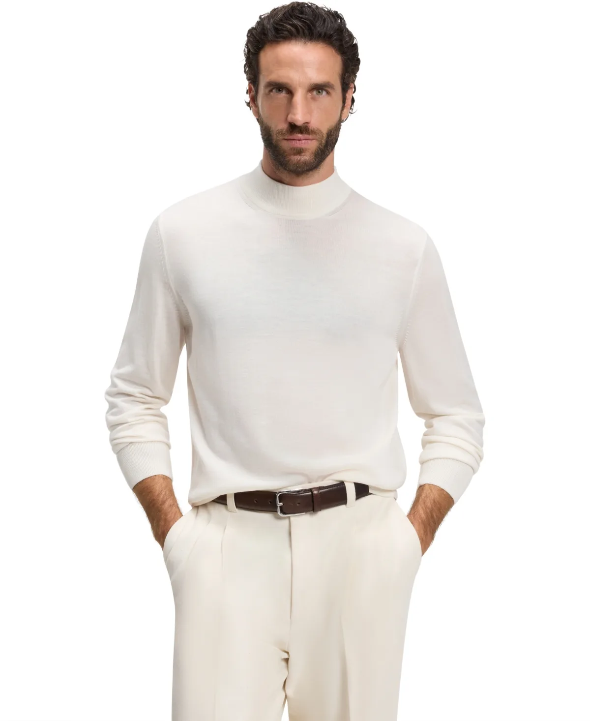 Boss by Hugo Boss Extra-Fine Merino Wool Mock-Neck Regular-Fit Sweater by Hugo Boss