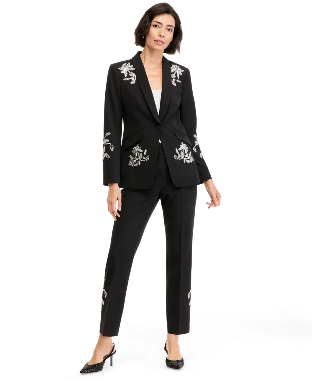 Sequin-Embellished Long-Sleeve Blazer by Tahari