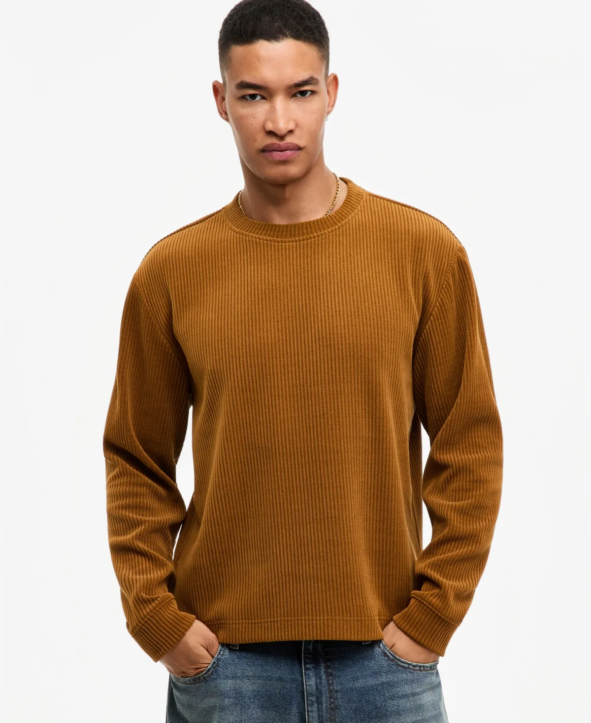 Long-Sleeve Crewneck Ribbed T-Shirt by Mode of One