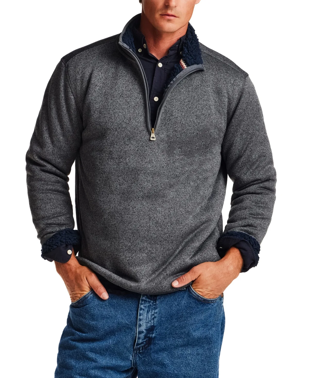 Fleece Quarter Zip Sweater with Sherpa by Weatherproof Vintage