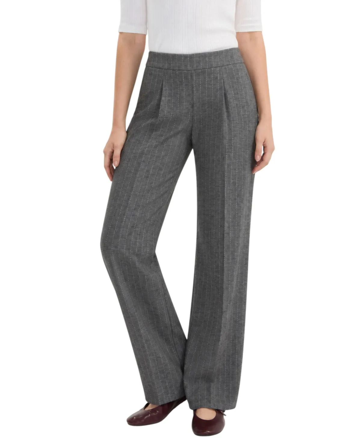 Mid-Rise Pull-On Wide Leg Pants by Liverpool Los Angeles