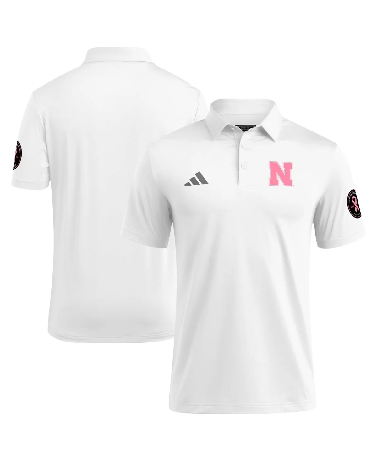 Nebraska Huskers Wear Pink Breast Cancer Awareness Polo Shirt by adidas
