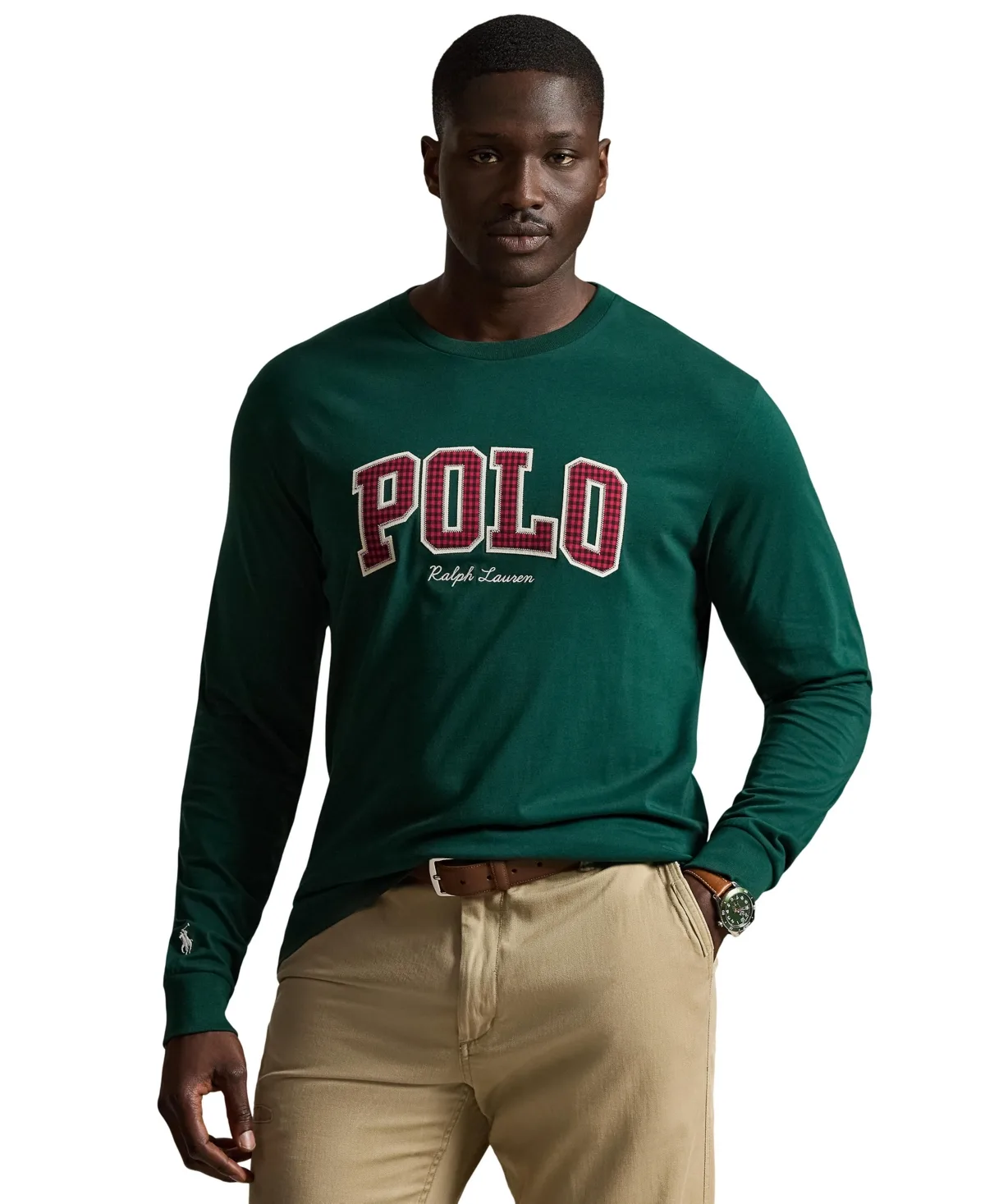 Plaid-Logo Long-Sleeve Graphic T-Shirt by Polo Ralph Lauren