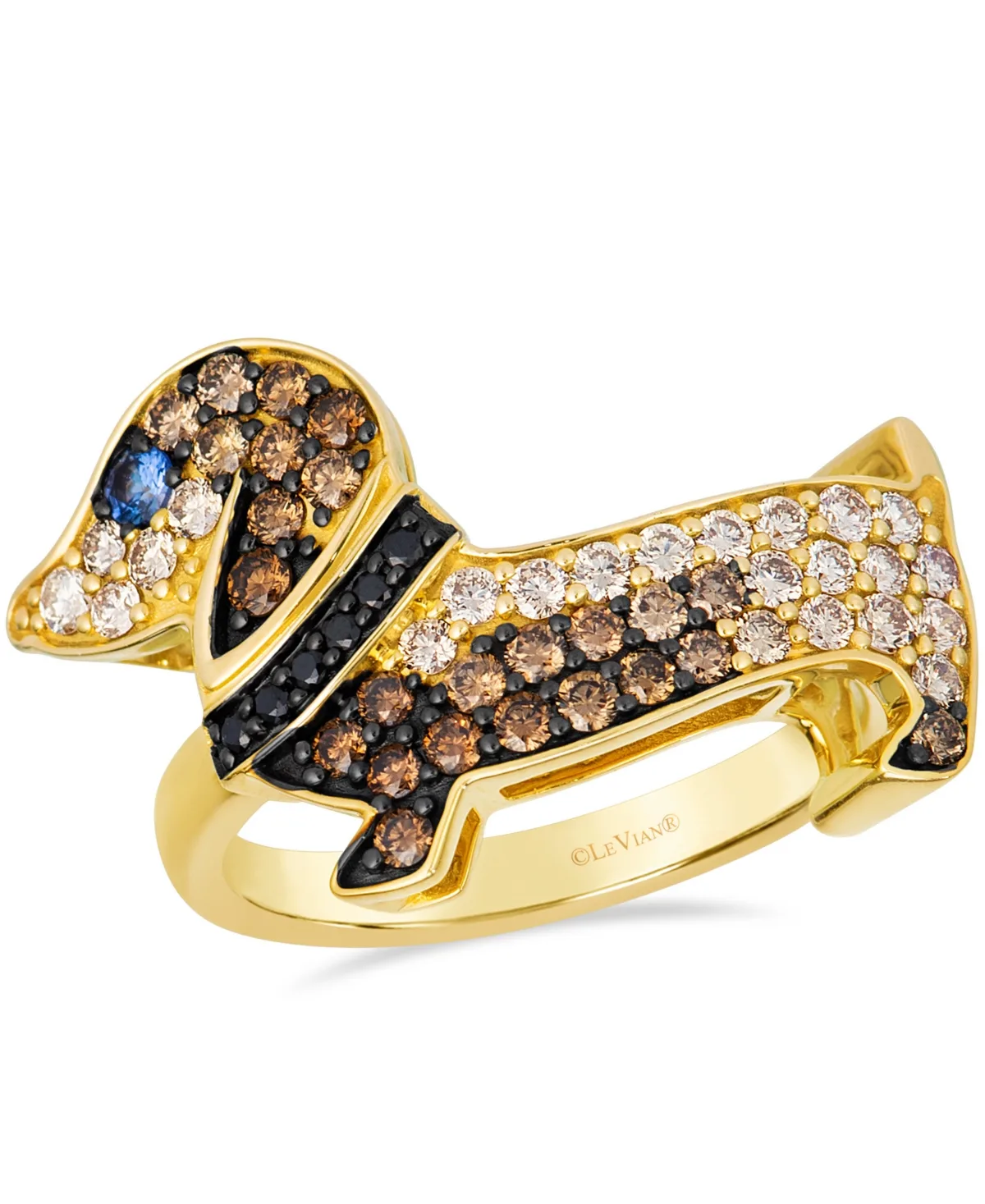 Chocolate Diamond Round-Cut Ring (7/8 ct. t.w.) in 14k Yellow Gold by Le Vian