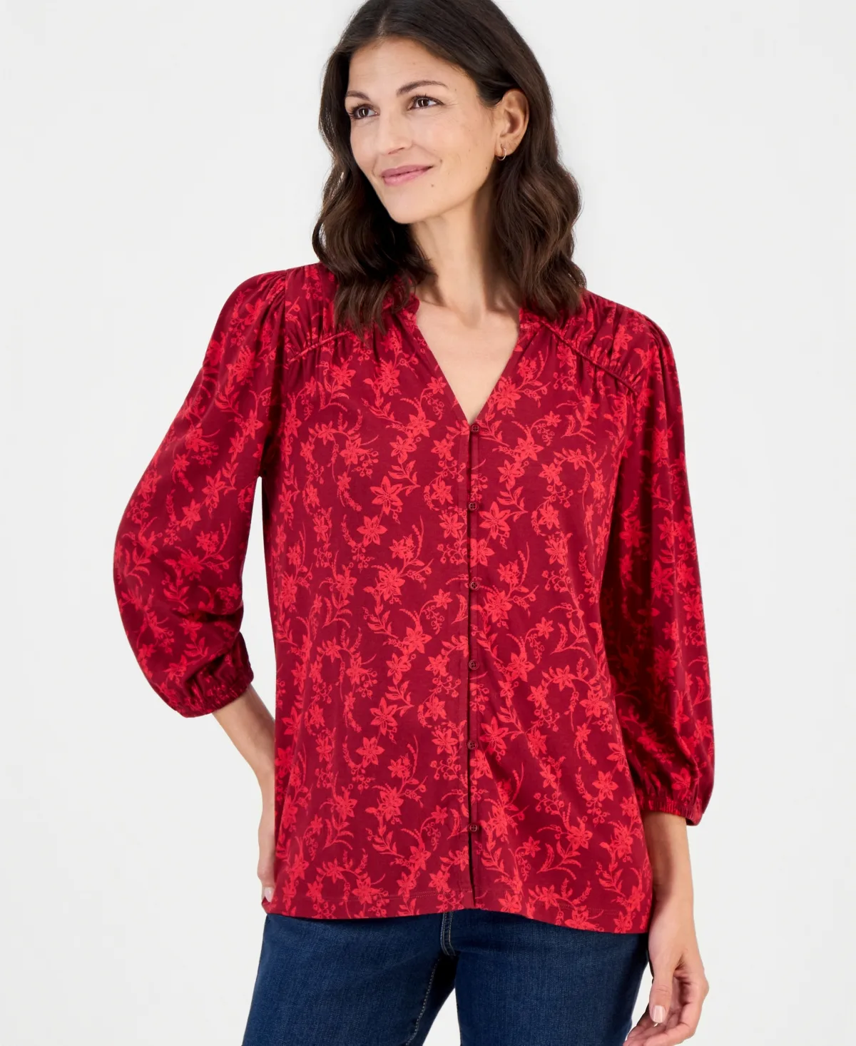Printed 3/4 Sleeve Knit by Style & Co